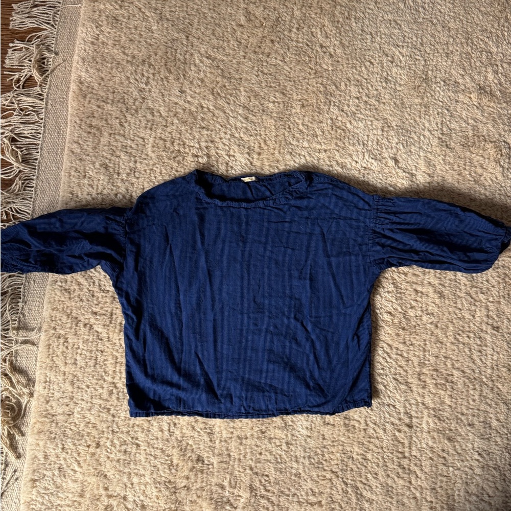 Matta Blue Casual Blouse with Long Sleeves